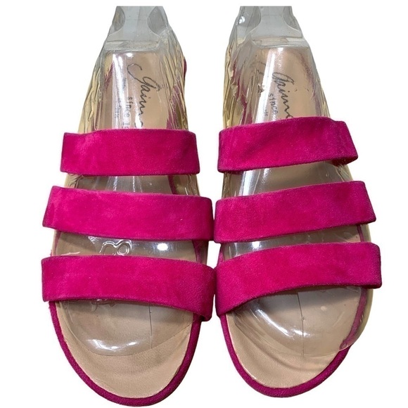 Gaimo Spain Suede Strappy Sandals Pink Low Wedge Slide On Shoes Sz 40/9 US - Picture 2 of 13